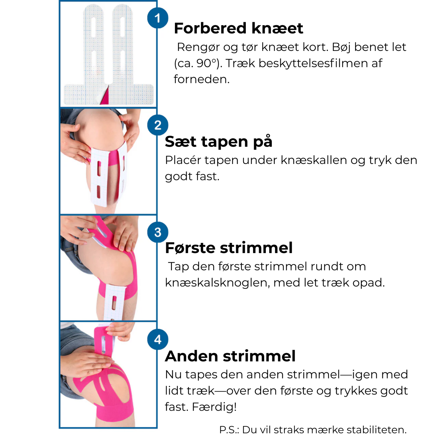 ProStrap™ | Præskårne knæ-tapes til maksimal stabilitet og øjeblikkelig smertelindring