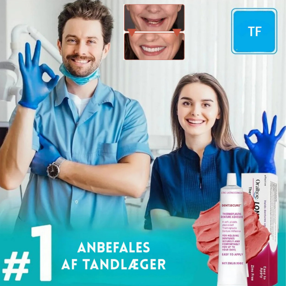 DentSecure™ Klæbemiddel | Den termoplastiske proteseklæber, der holder dine tænder fast i 4 dage uden at svigte.