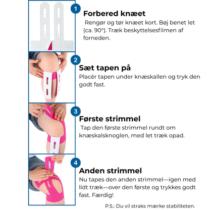 ProStrap™ | Præskårne knæ-tapes til maksimal stabilitet og øjeblikkelig smertelindring